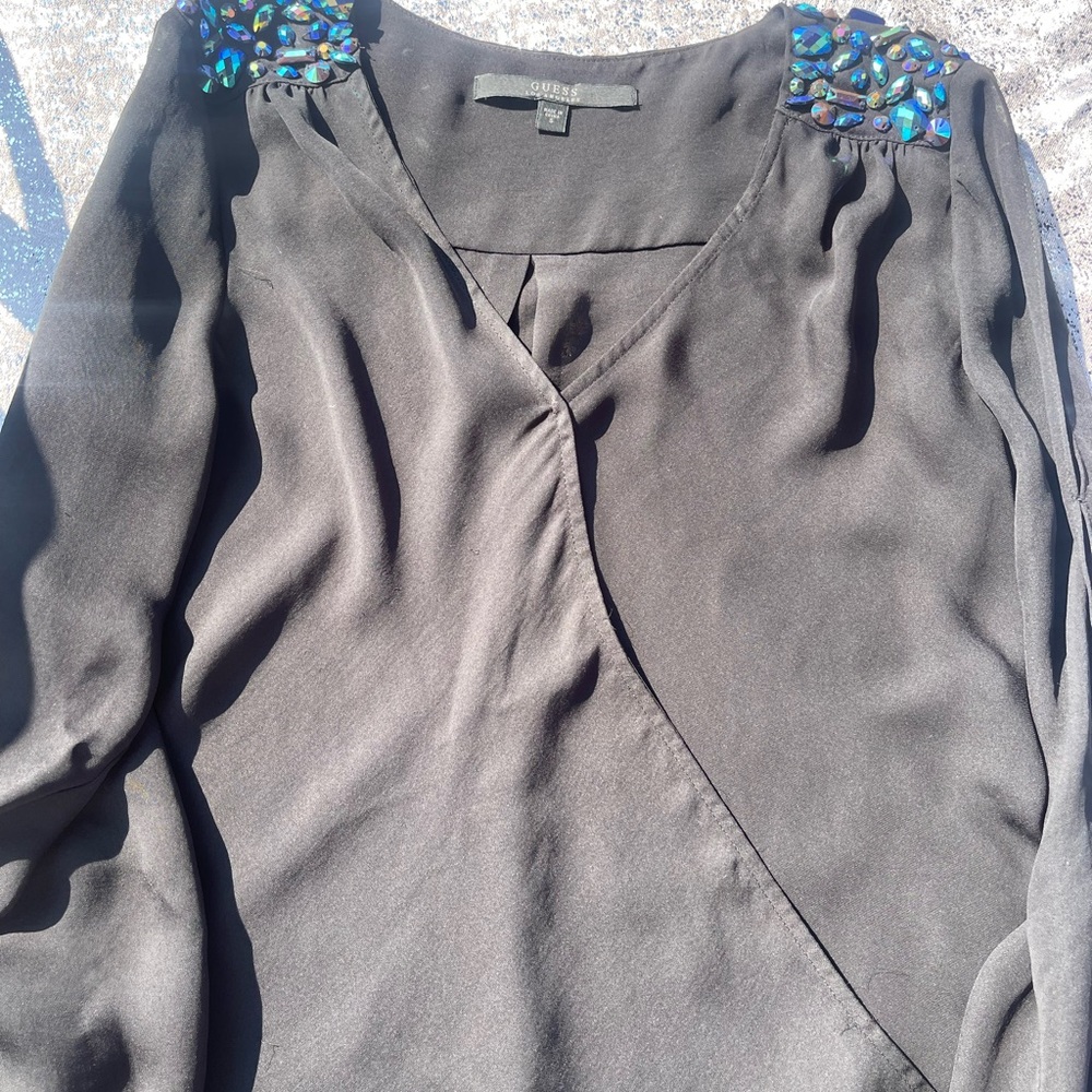 size small | black guest long sleeve blouse